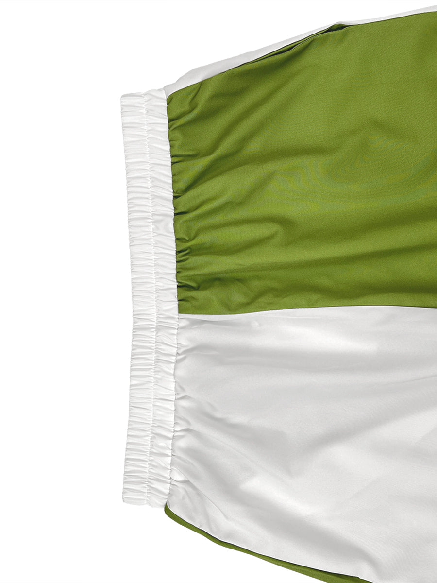 Wide-Leg High-Waist Pocket Contrast Pants