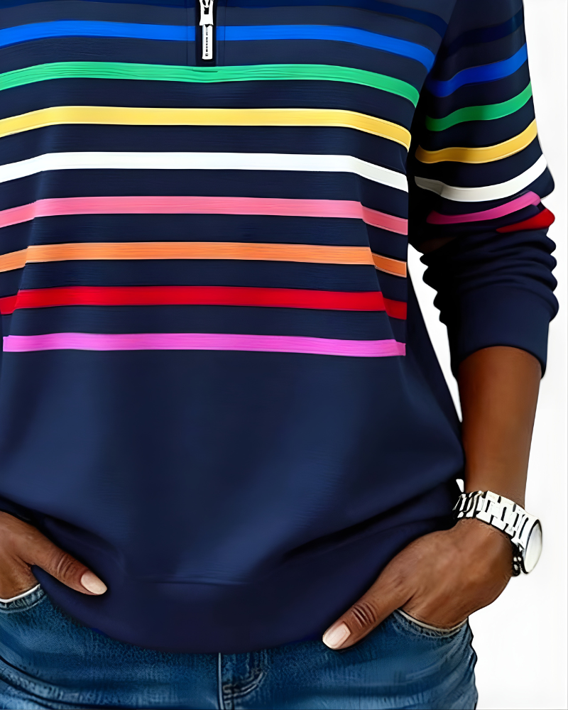 Raina | Striped Zip Hoodie