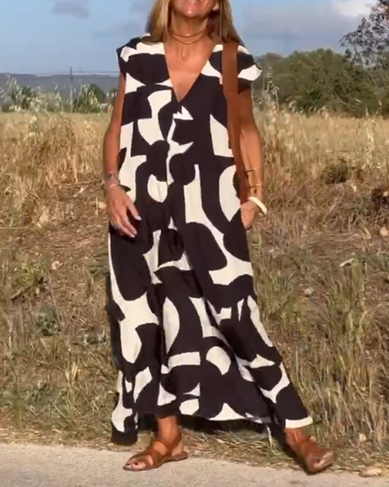 Victoria | V-Neck Printed Dress