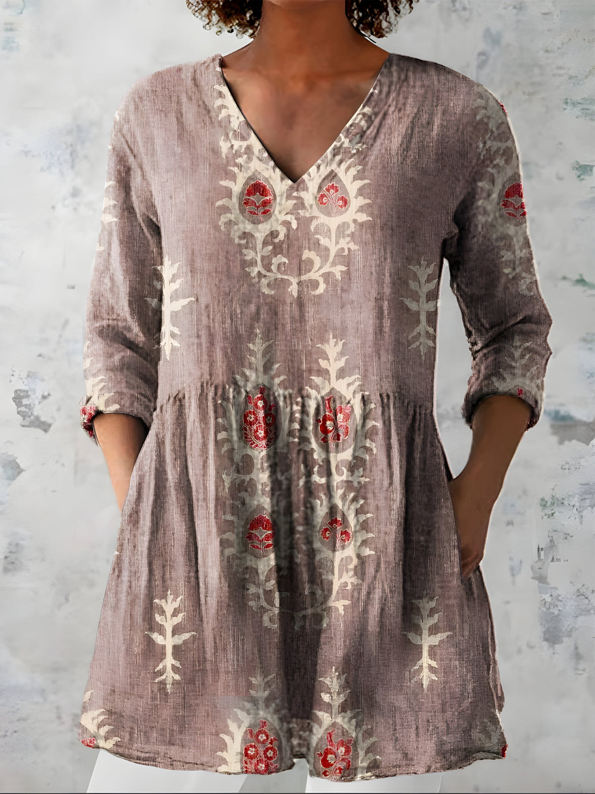 Everly | Long V-Neck Blouse