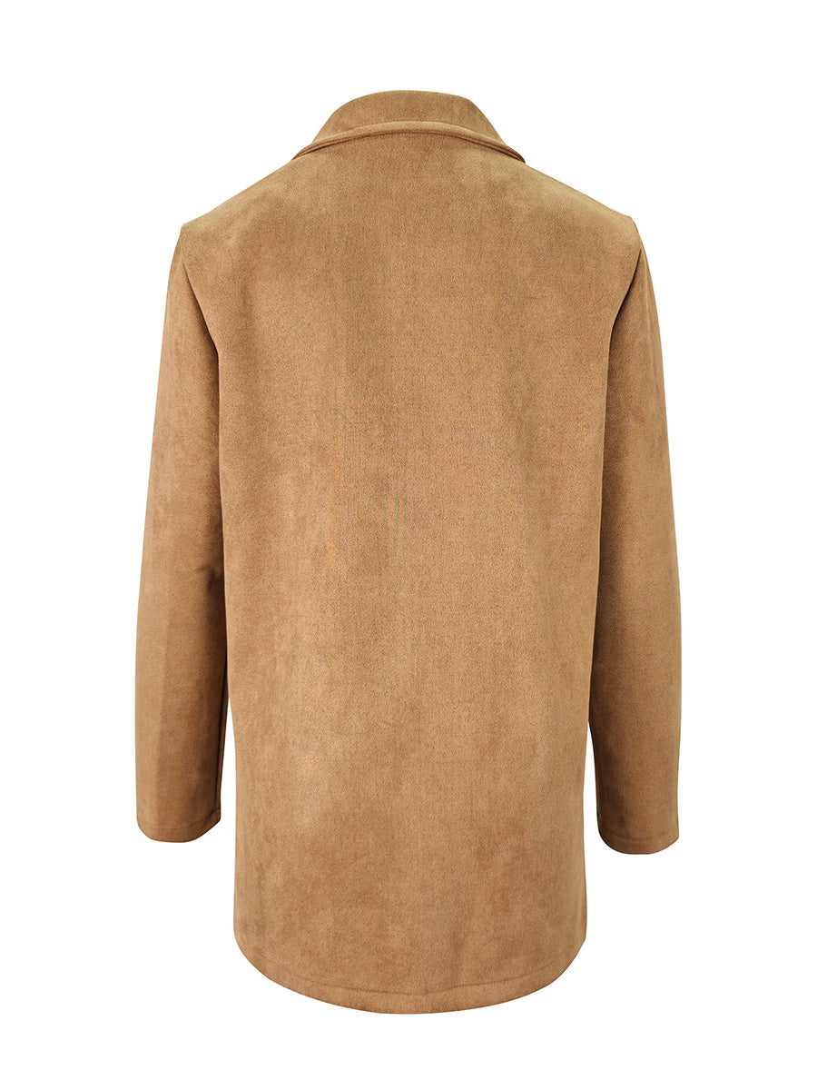 Notch-Collar Button-Detail Long-Sleeve Relaxed Blazer