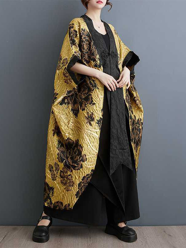 V-Neck Pleated Batwing Relaxed Jacket