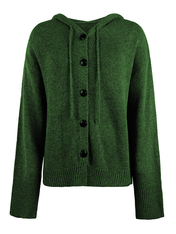 Hooded Button-Detail Cardigan