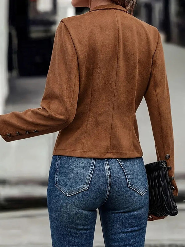 Button-Detail Long-Sleeve Adjustable Relaxed Jacket