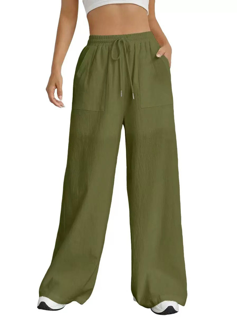Wide-Leg High-Waist Pleated Pocket Pants