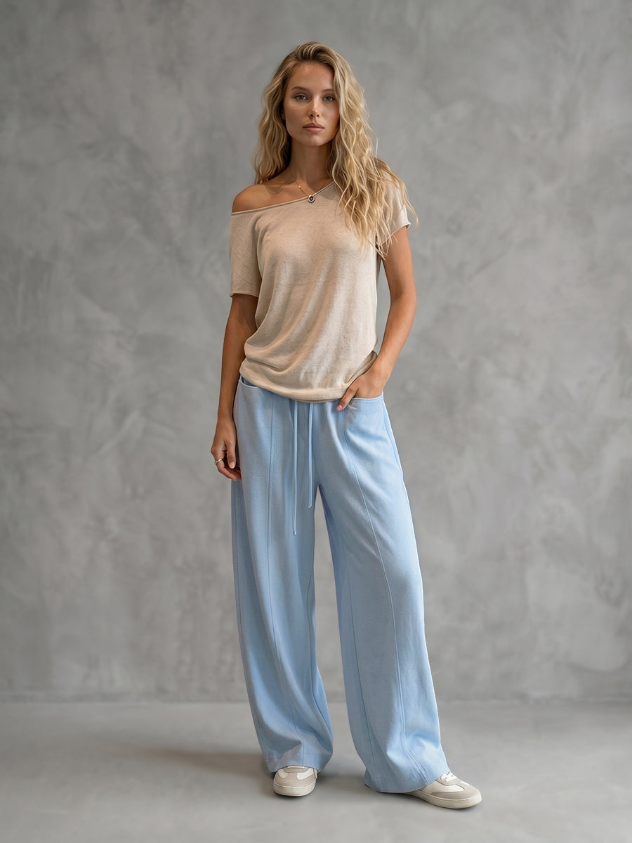 Wide-Leg Drawstring Pocket Relaxed Pants