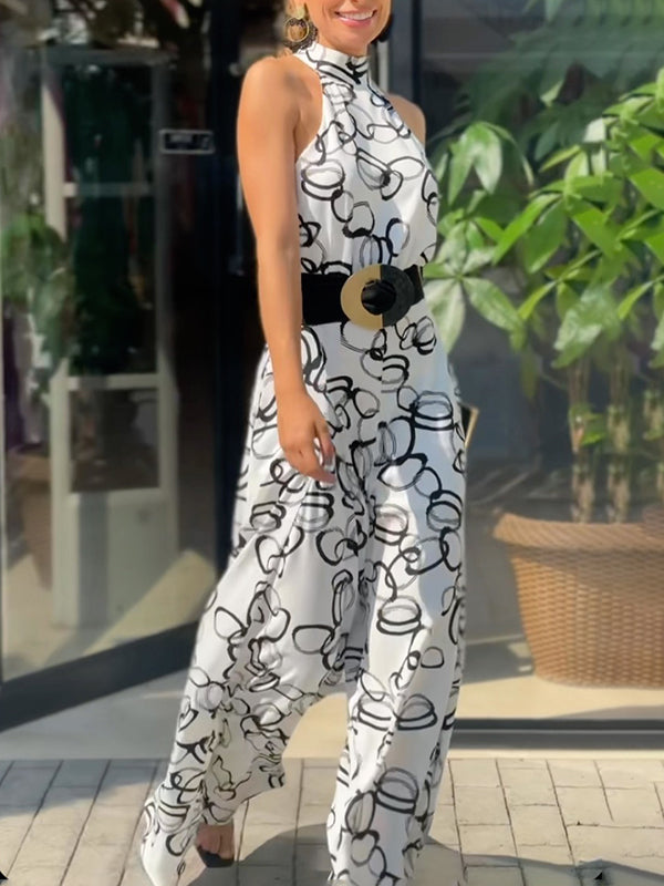 High-Waist Halter-Neck Relaxed Contrast Belt