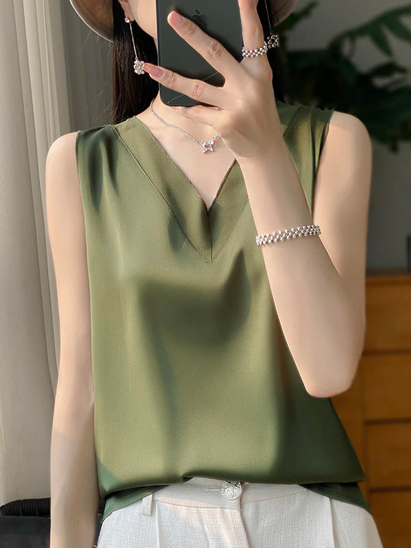 V-Neck Sleeveless Relaxed Vest