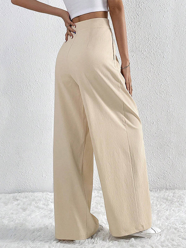 Wide-Leg Pleated Relaxed Pants