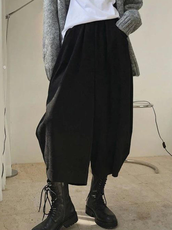 Wide-Leg Harem Elastic Pants