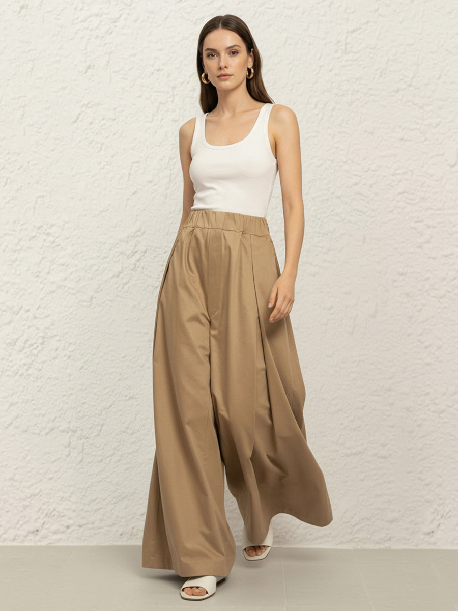 High-Waist Pleated Pocket Pants