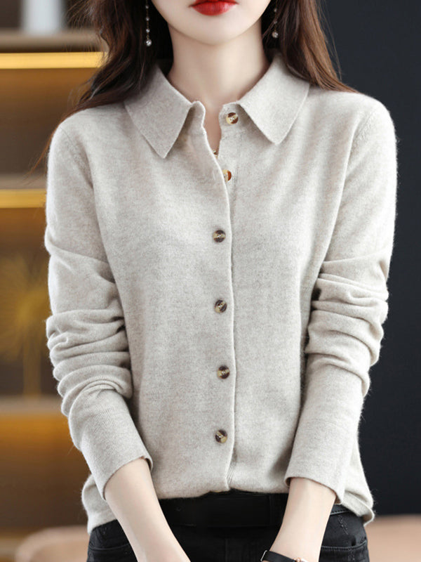 Button-Detail Long-Sleeve Relaxed Cardigan