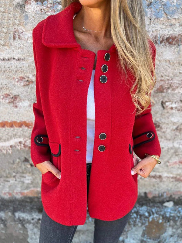 Button-Detail Long-Sleeve Relaxed Jacket