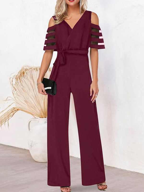 High-Waist V-Neck Cut-Out Relaxed Jumpsuit