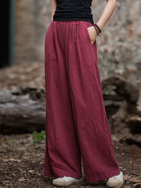 Wide-Leg Elastic Pants