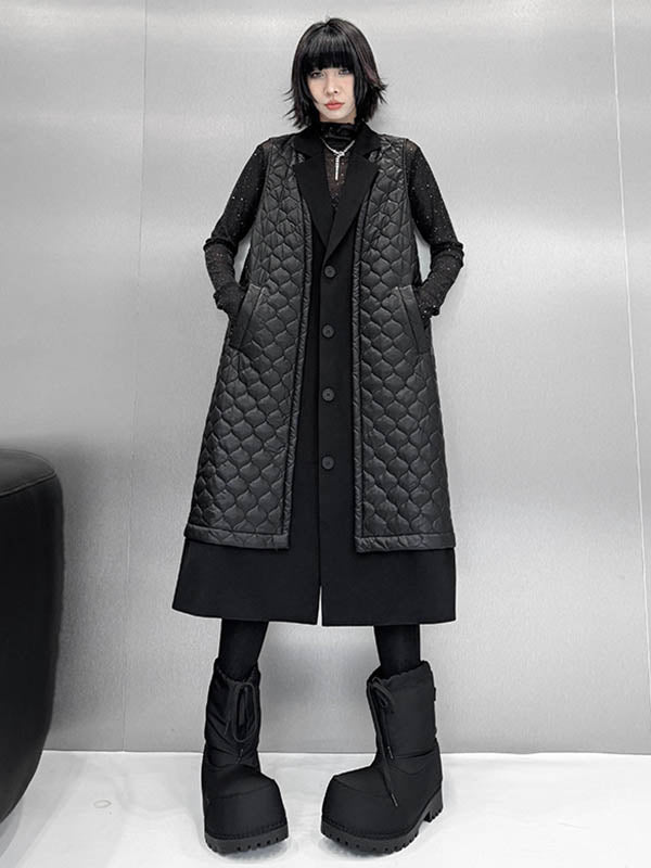 Checked Notch-Collar Button-Detail Pocket Vest