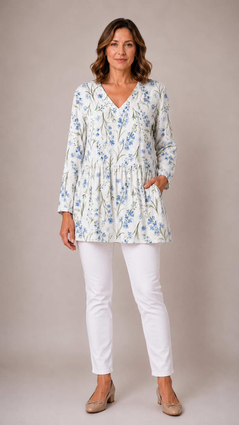 Lenora | Long V-Neck Blouse