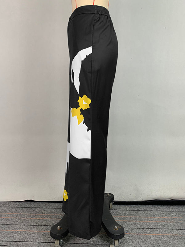 Floral High-Waist Relaxed Pants