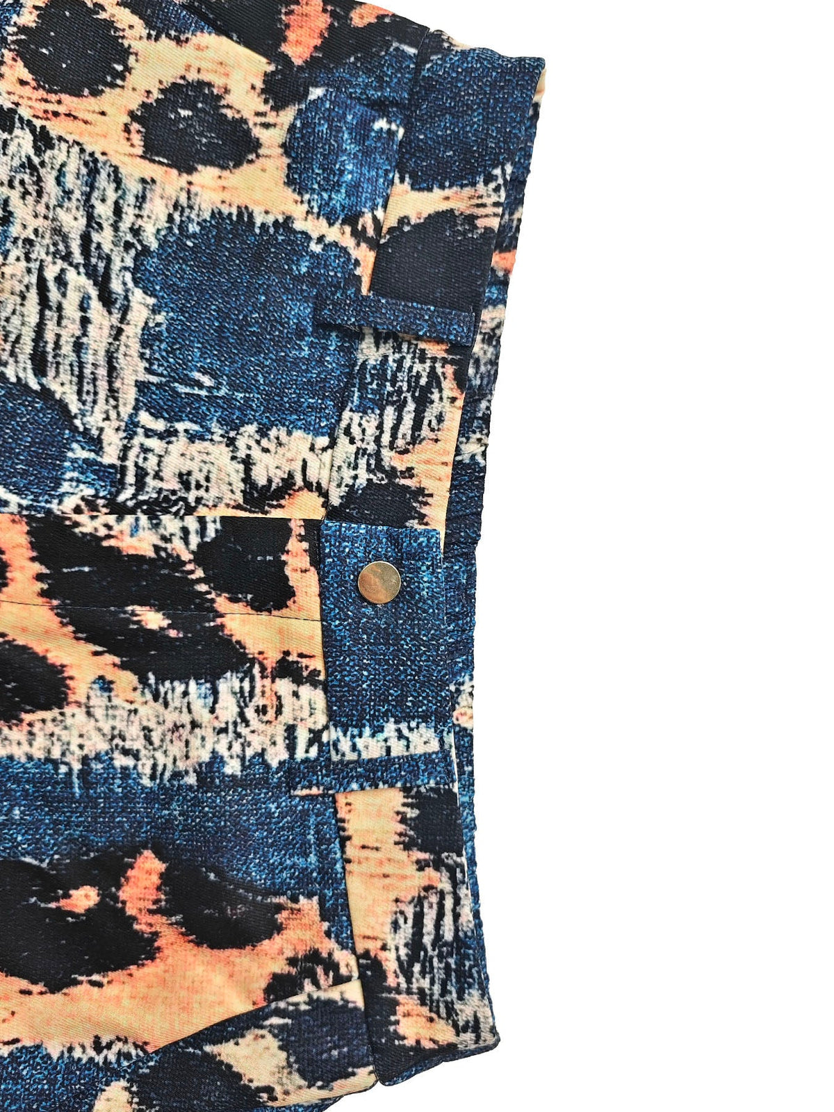 Leopard Print Wide-Leg High-Waist Button-Detail Pants