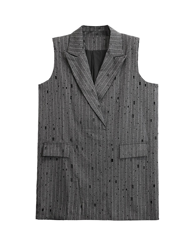 Striped Sleeveless Relaxed Vest