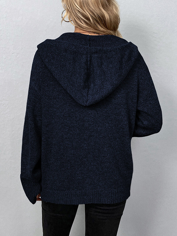 Hooded Button-Detail Cardigan