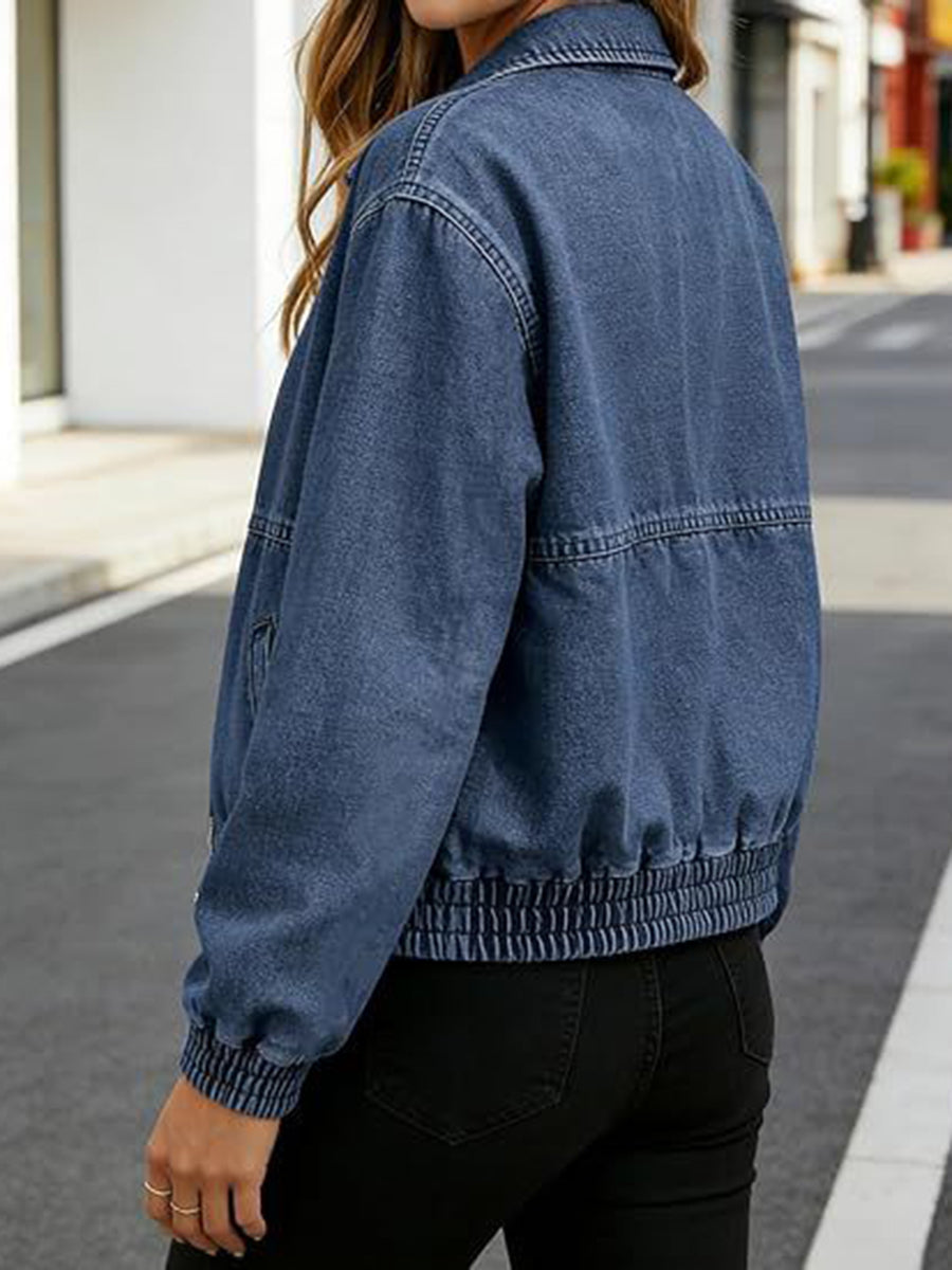 Cropped Zip Pocket Long-Sleeve Jacket