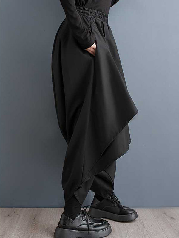 High-Waist Asymmetric Elastic Relaxed Culottes