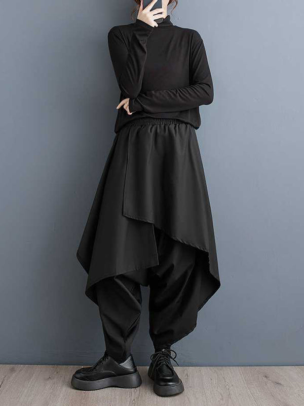 High-Waist Asymmetric Elastic Relaxed Culottes
