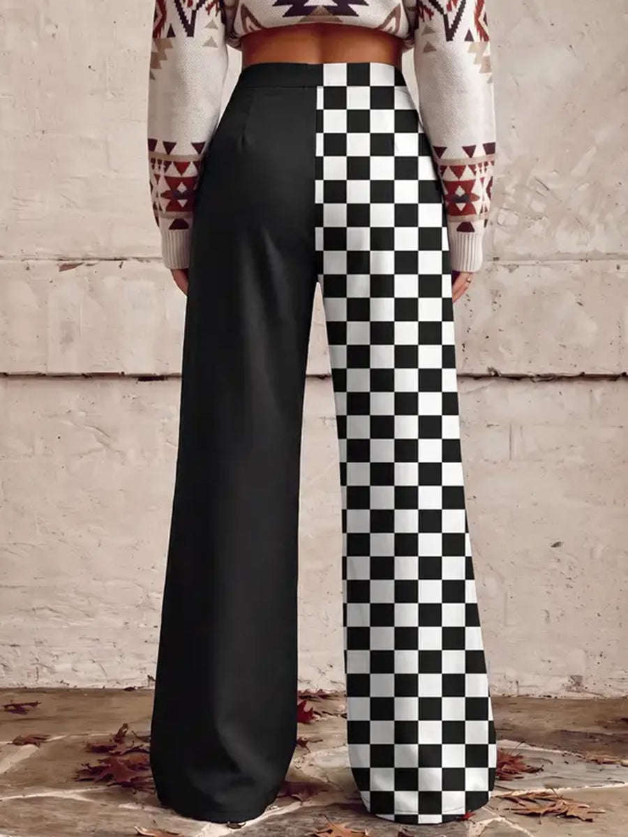 Printed Wide-Leg Plus Size Button-Detail Pants