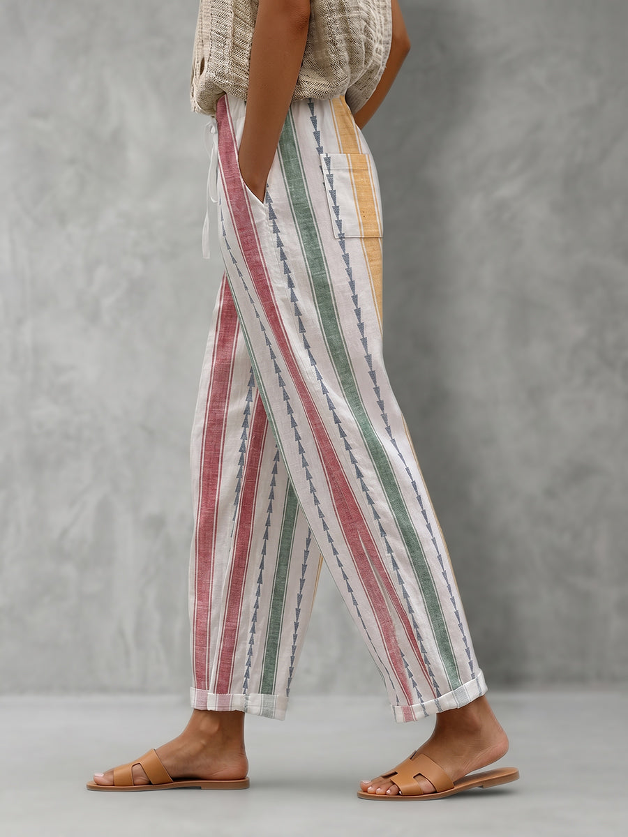 Printed High-Waist Plus Size Drawstring Pants