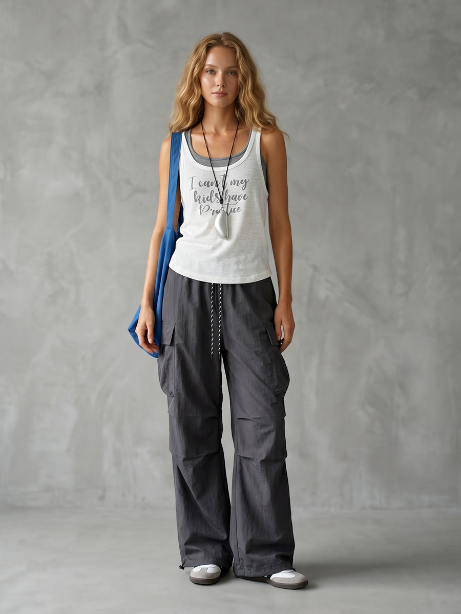 Drawstring Pocket Relaxed Pants