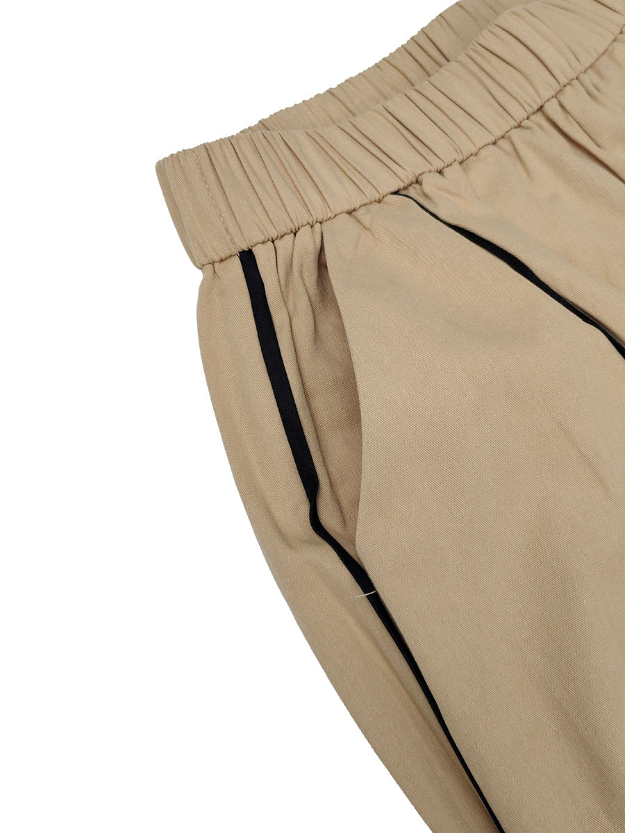 Wide-Leg Cropped Button-Detail Pocket Pants