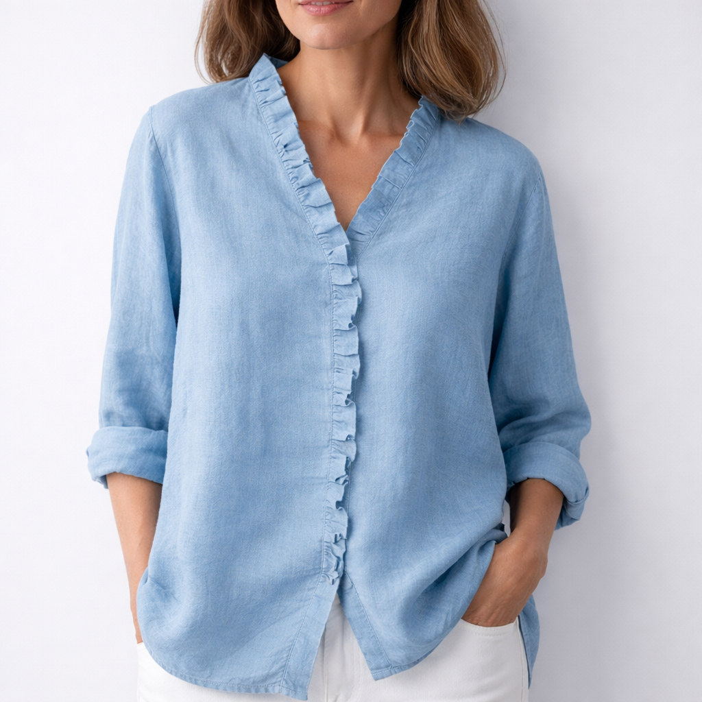 Luisa | Ruffled Linen Blend Shirt