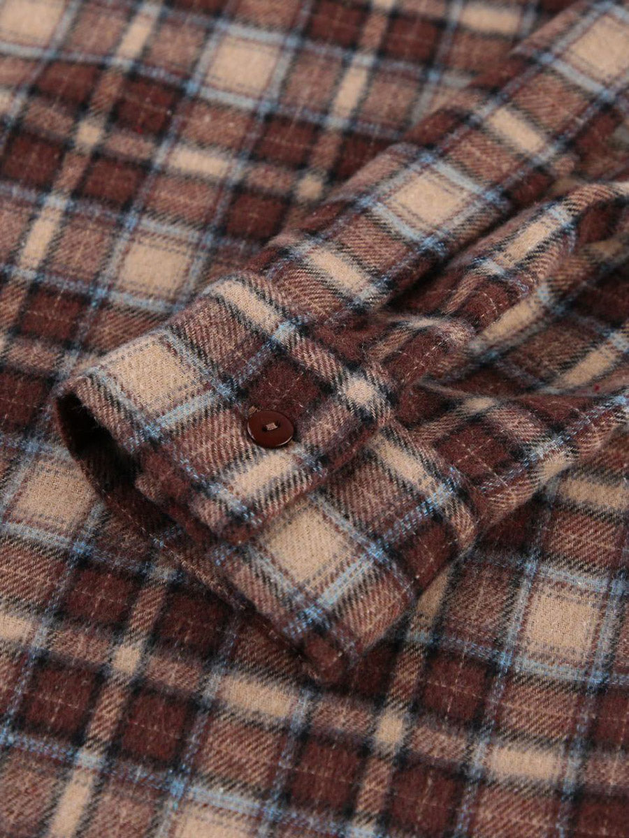 Checked Button-Detail Long-Sleeve Relaxed Jacket