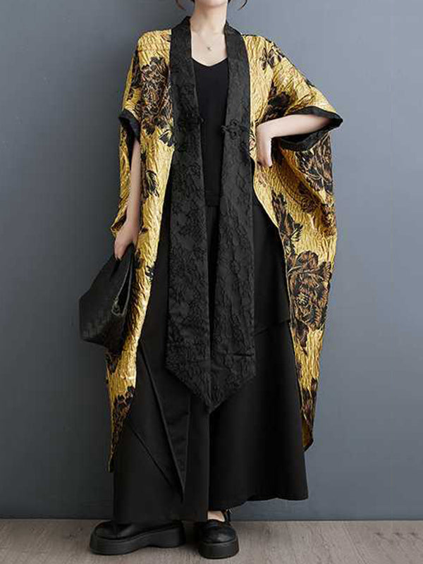 V-Neck Pleated Batwing Relaxed Jacket