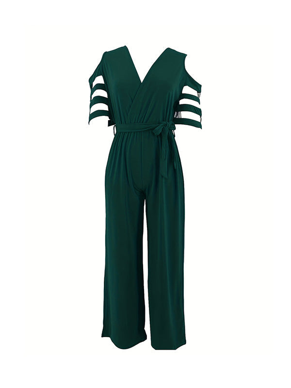 High-Waist V-Neck Cut-Out Relaxed Jumpsuit