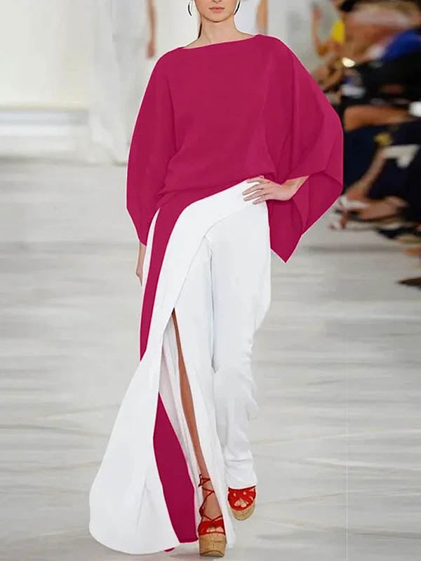 High-Waist Asymmetric Side-Split Relaxed Pants