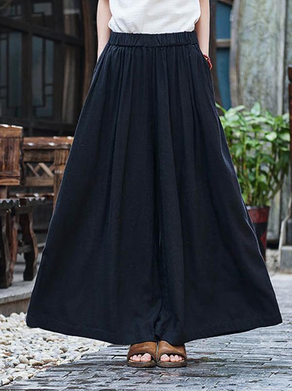 Linen Wide-Leg Relaxed Pants