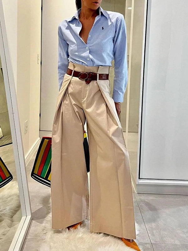 High-Waist Pleated Relaxed Pants