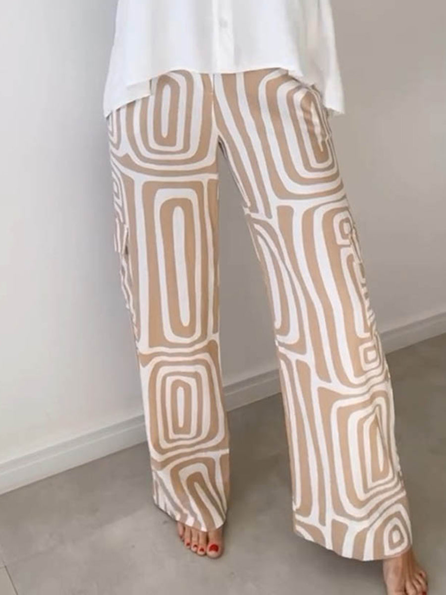 Printed Wide-Leg High-Waist Pocket Belt