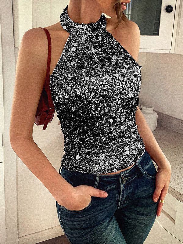 Halter-Neck Open-Back Sleeveless Tank Top