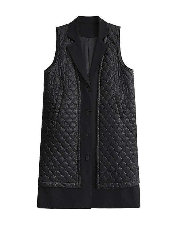 Checked Notch-Collar Button-Detail Pocket Vest