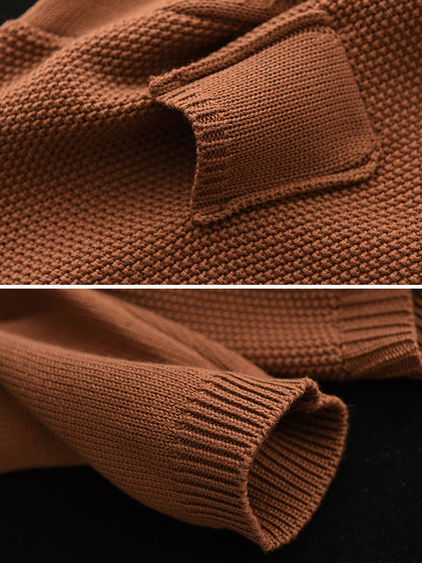 Round-Neck Button-Detail Long-Sleeve Relaxed Cardigan