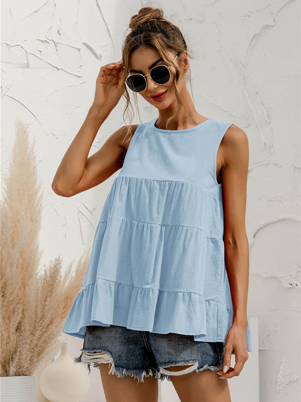 Round-Neck Sleeveless Relaxed Vest