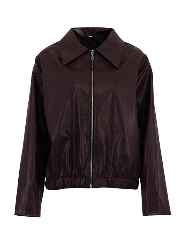 Zip Long-Sleeve Elastic Relaxed Jacket