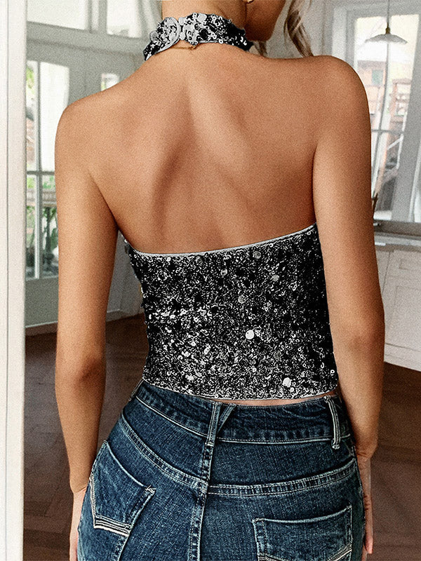 Halter-Neck Open-Back Sleeveless Tank Top