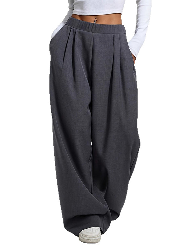 High-Waist Pleated Pocket Relaxed Pants