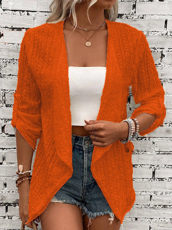 Button-Detail Long-Sleeve Cut-Out Relaxed Jacket
