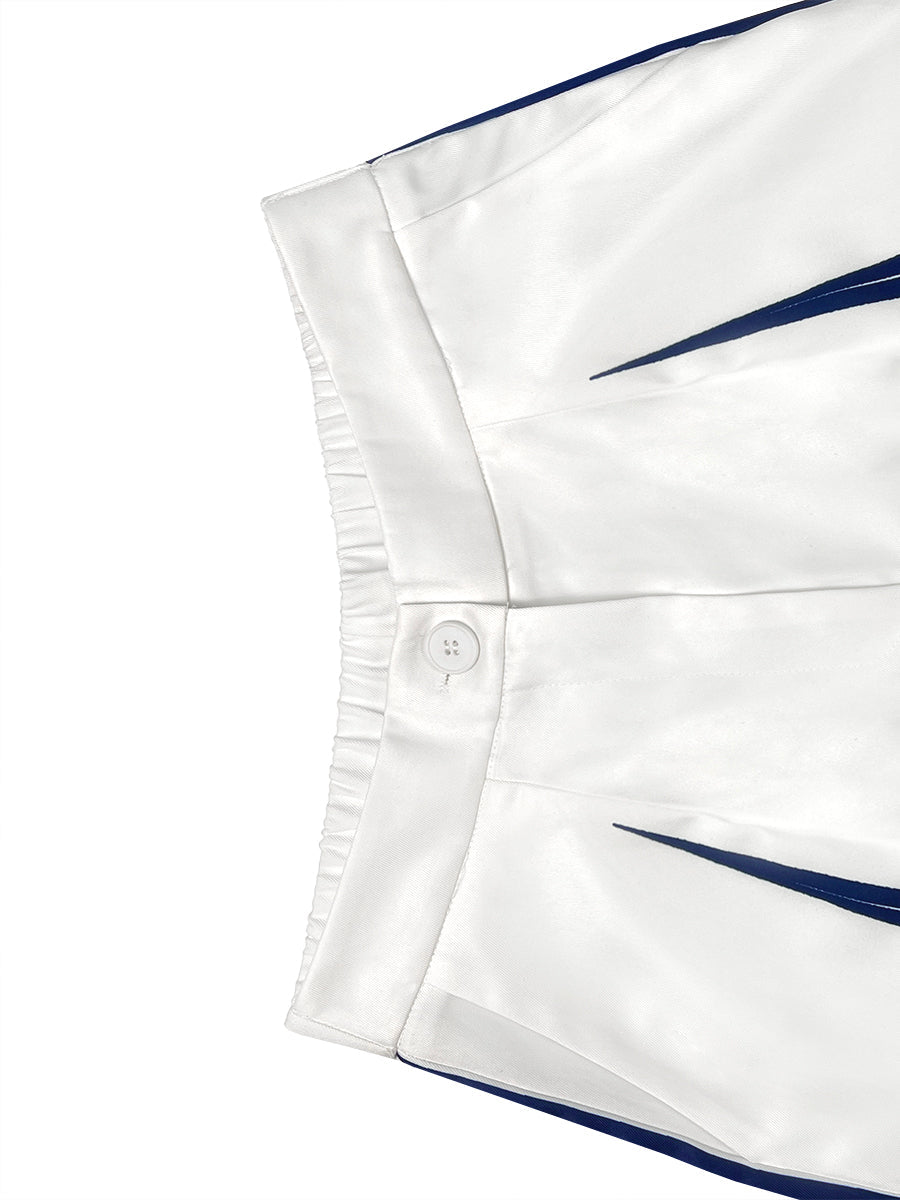 Wide-Leg High-Waist Pocket Contrast Belt