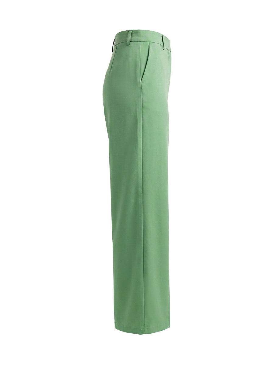 Wide-Leg High-Waist Button-Detail Pocket Pants
